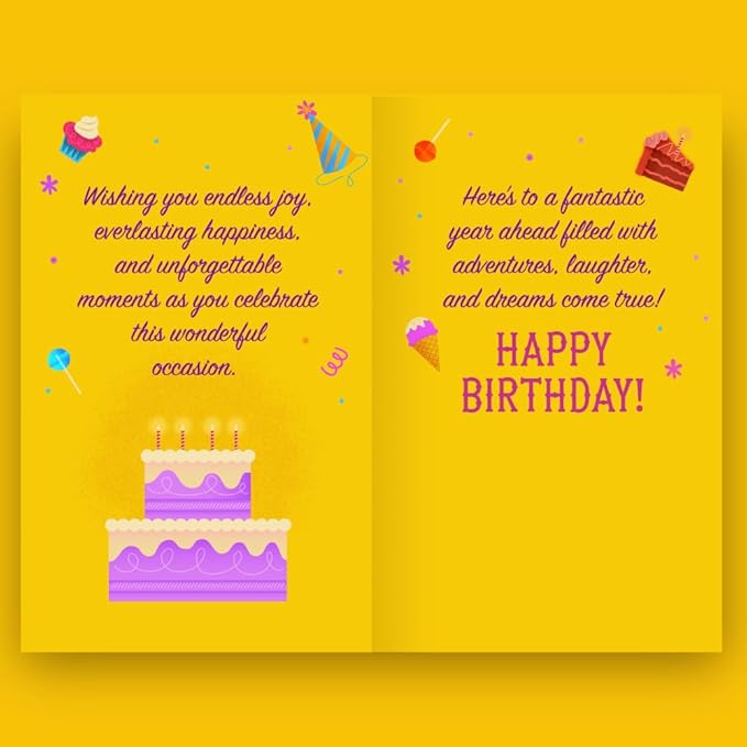 Prime Greetings Niece Happy Birthday Card, Made in America, Eco-Friendly, Thick Card Stock with Premium Envelope 5in x 7.75in, Packaged in Protective Mailer