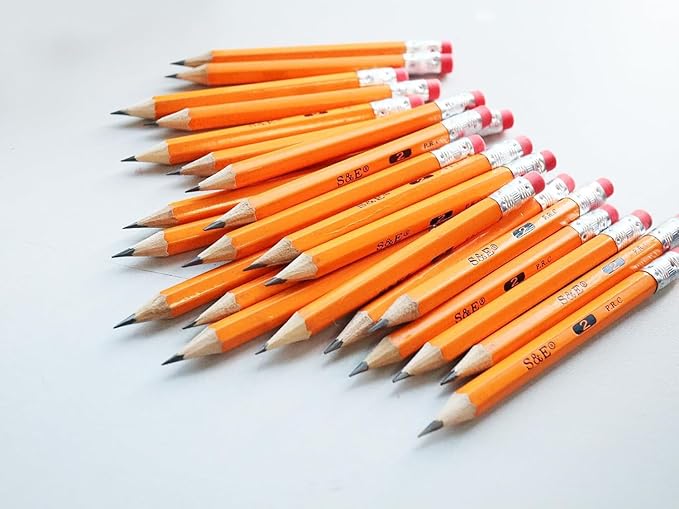 SKKSTATIONERY Half Pencils with Eraser Tops, Golf, Classroom, HB Pew Pencils, Hexagon, Pre-sharpened