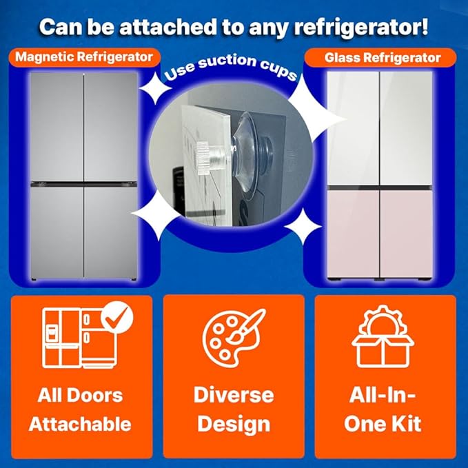 GEEKBEAR Dry Erase Refrigerator Calendar with 3 Markers - Attachable to Any Fridge with Special Suction Cups - Monthly and Weekly Designs, Acrylic - 15.7" x 10.6" (03. Modern Pink, Weekly)