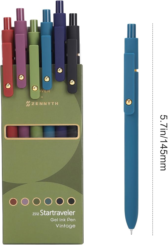 FIOVER Colored Pens, 12 Pack Colorful Gel Pens, Medium Point 0.7mm, Smooth Writing Journaling Supplies Multicolor Ballpoint for Journaling, Drawing, Doodling, and Note Taking(12PCS Aesthetic+Vintage)