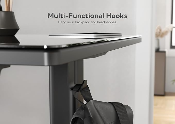 Glass Standing Desk, Small Electric Standing Desk Adjustable Height, 40 Inch Adjustable Stand Up Desk, Quick Install Home Office Computer Desk, Black