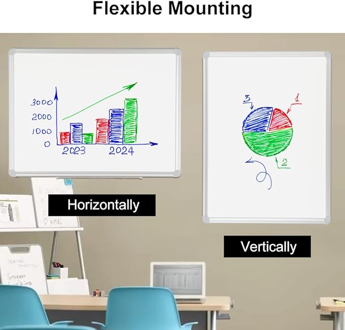 DEVELOP Large Magnetic Dry Erase Board 36 x 72 Inch, Wall Mounted Whiteboard with Aluminium Frame & Detachable Marker Tray 3' x 6', Magnetic White Board for Home School Office