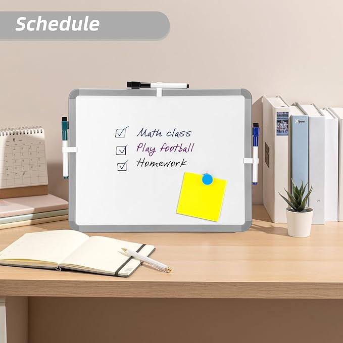 VUSIGN Small White Board Dry Erase, 14'' x 11'' Magnetic Dry Erase Board, Mini Whiteboard with Markers for Kids, Students, Fridge, Wall, Locker