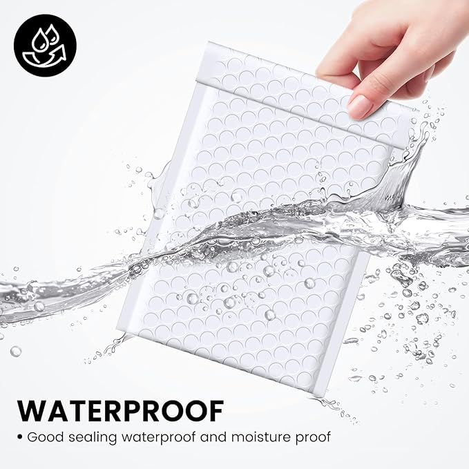 Fuxury 4x8 White Bubble Mailer 260 Pack Padded Envelopes, Small Bubble Mailers Usable Size 4x7" Bubble Envelopes Self-Seal Padded Mailers for Mailing Small Business,Small Items Shipping Bulk#000
