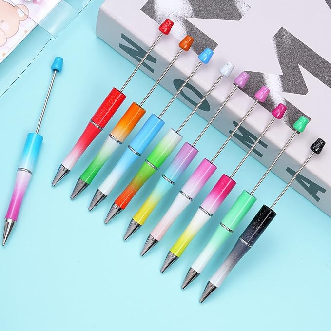 jiebor 20Pcs Beadable Pens Plastic Bead Ballpoint Pens Bulk with 50Pcs Black Ink Cute Cool Diy Pens for Journaling Women Students Teacher Graduation Christmas Gift Office School Supplies