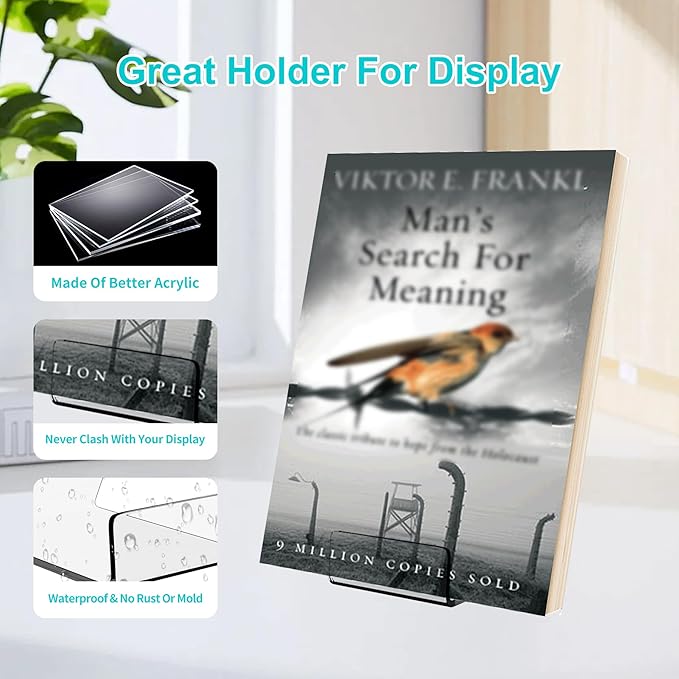 Boloyo Acylic Upright Display Stand, 6PC 6 Inch Clear Display Holder Easel Base Picture Frame for Home Office School Store to Display Book, Vinyl Record, Album, LP Cover, Artworks, CDs