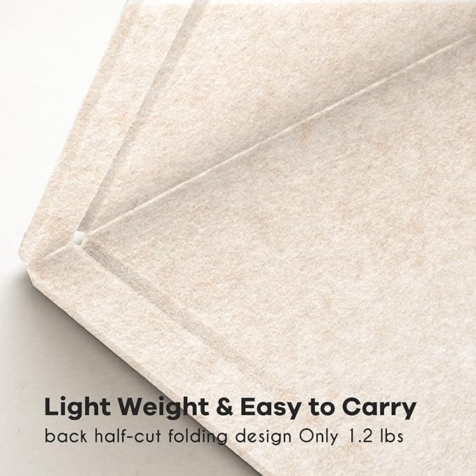 Bulletin Board, 35 x 17 1/2 inches Felt Board - Decorative Pin Board, Cork Board Alternative for Wall, Foldable Picture Board Self-Adhesive Vision Board Prayer Board with 20 Pushpins - Oatmeal