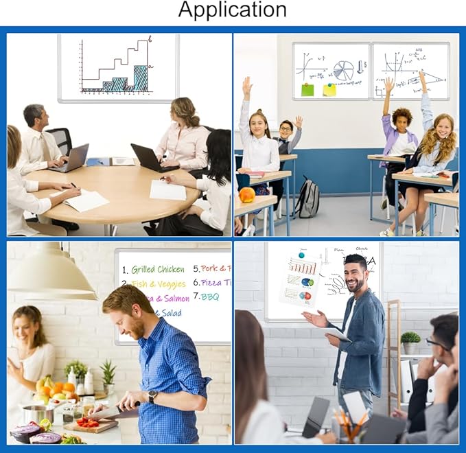 DEVELOP Magnetic White Board Dry Erase, 32 x 44 Inch, Dry Erase Board Aluminum Frame for Wall, Hanging Whiteboard with Detachable Marker Tray for Planning, Kitchen, Memo, School, Home, Office