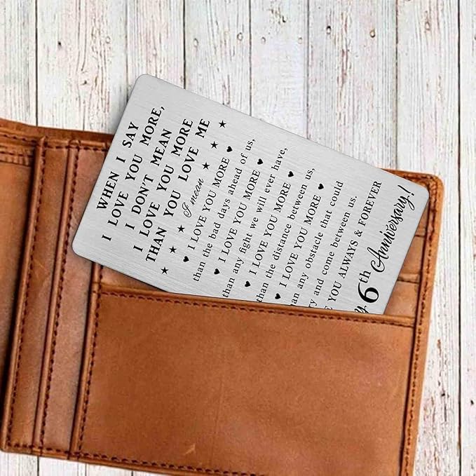 CPLJW 6 Year Anniversary Card Gifts for Her Him - 6th Sixth 6 yr Romantic Wedding Anniversary Wallet Card Gifts for Women Men