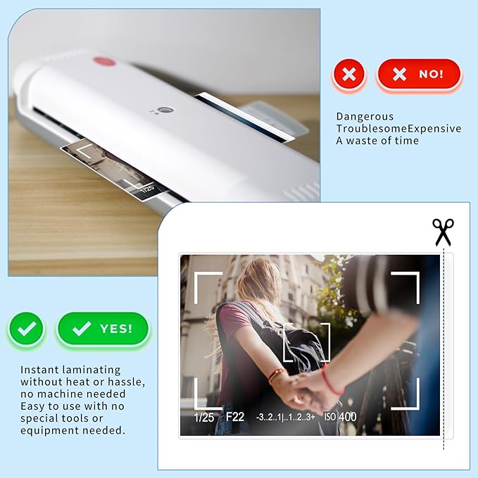 50 Sheets 3x5inch Self Seal Laminating Pouches Self Adhesive Laminating Sheet No Laminating Machine Needed for Photos Index Cards