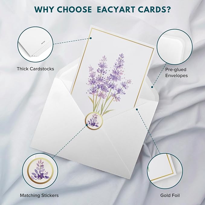 Blank Cards, 30 Pack Blank Greet Cards, Elegant Gold Foil Blank Note Cards with Envelopes, Blank Greeting Cards, Perfect Stationary Set For All Occasions, 5 Assorted Floral Designs