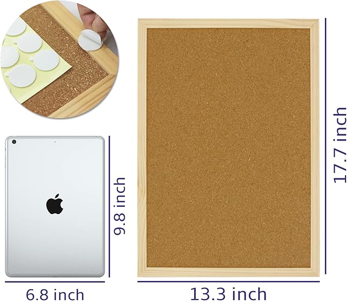OWLKELA 17.7 X 13.3 Inch Cork Board Bulletin Board, Wall-Mounted Presentation, Message Notice Pin Board, Perfect for Office & Home Decor, School, Cubicle