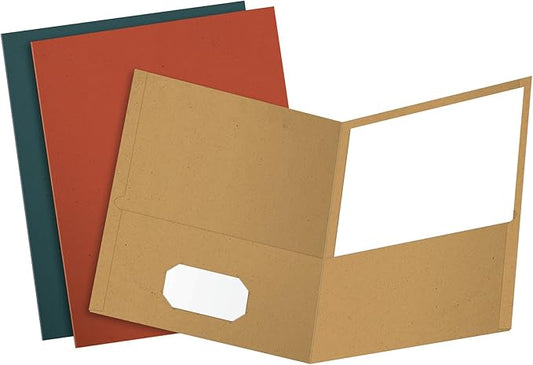 Oxford Earthwise by Oxford Twin Pocket Folders, Letter Size, Assorted Colors, 25 per Box (78513)