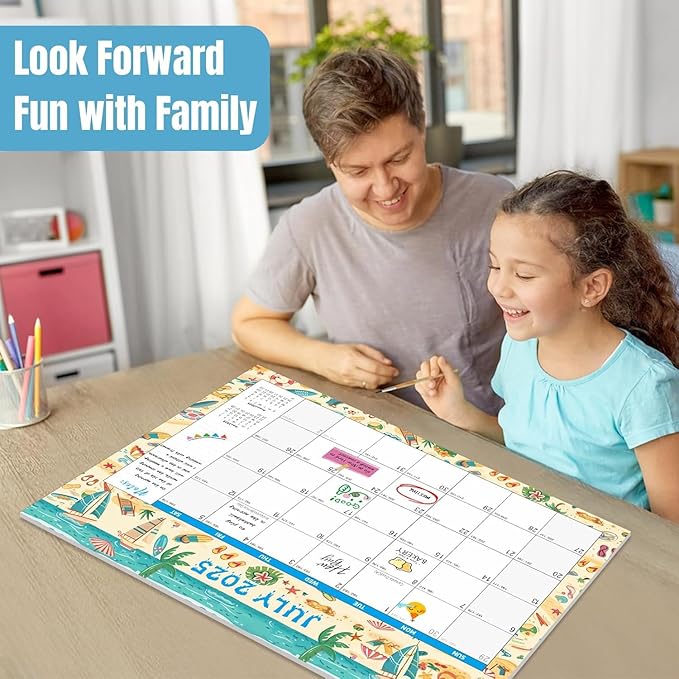 Gannyfer Large Desk Calendar 2025-2026 - 18 months from Jan 2025 to Jun 2026, 22" x 17" Desktop/Wall Pad Calendar with to-do List, Thick Paper with Plastic Cover, Large Ruled Blocks - Snow (2 Binder Clips Included)
