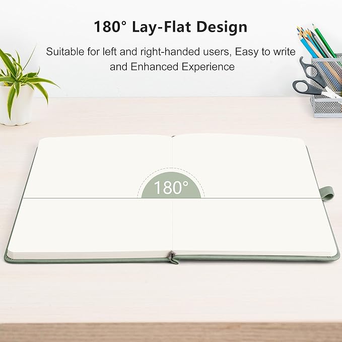 RETTACY Blank Journal Notebook, A5 Blank Journal with 192 Pages, 5.7'' × 8.3'' Medium Size, 68 LB/100 GSM Thick Paper, Leather Hardcover, for Sketching, Drawing, Painting (Sage Green)