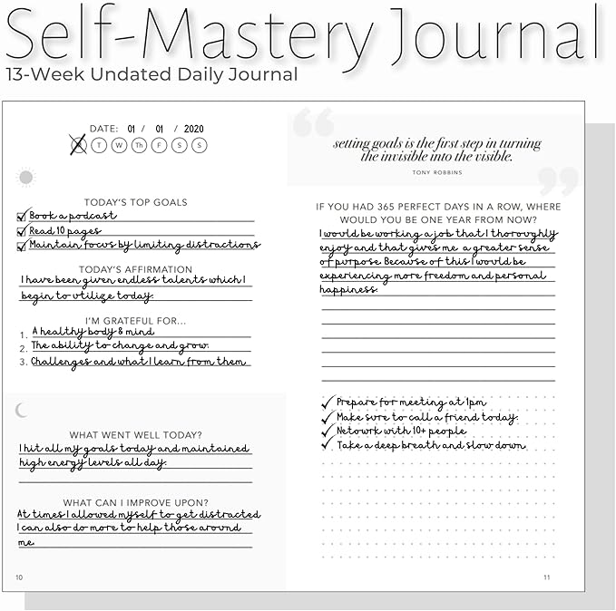 Self-Mastery Journal for Men - Daily Productivity Journal for Happiness, Gratitude Journal, Mindfulness, Self Care & Reflection – Goal Journal, Guided Journal for Men & Women – Inspirational Journal