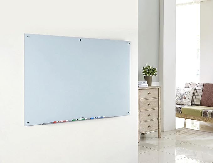 Audio-Visual Direct Magnetic White Glass Dry-Erase Board Set - 6' x 3' - Includes Magnets, Hardware & Marker Tray