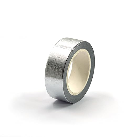 Silver foil washi tape for wall Decorative tape for crafts Washy-tape Mirror tape Silver strips for wall decor Silver duct tape Metallic washi tape Self Adhesive Masking Tape 0.59in x33FT (Silver)