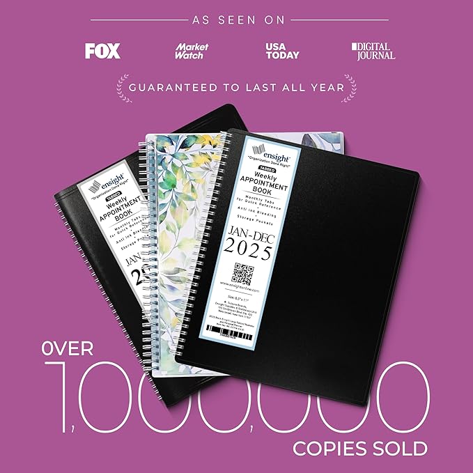 2025 Appointment Book & Planner- Ensight 8.5 x 11 inches Large Tabbed Daily Hourly Weekly Planner Calendar & Schedule Book 15-Minute time Slots, Business & Personal Planner Jan 2025- Dec 2025- Magenta