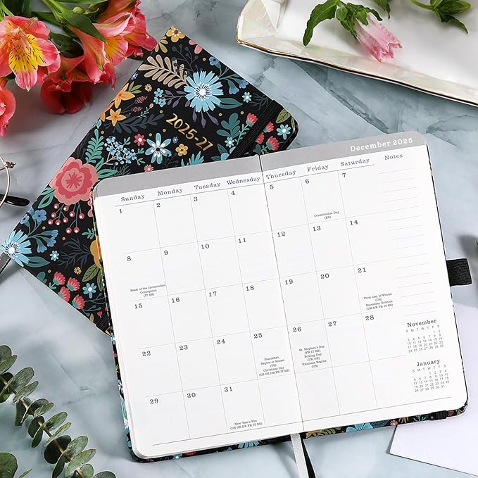 2025-2027 Pocket Planner/Calendar - Monthly Pocket Planner/Calendar with Pen Hold, Jan. 2025 - Dec. 2027, Inner Pocket and 63 Notes Pages, 6.6" x 3.7"