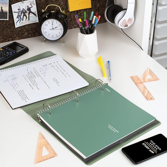 Five Star Spiral Notebook + Study App, 1 Subject, Graph Ruled Paper, Fights Ink Bleed, Water Resistant Cover, 8-1/2" x 11", 100 Sheets, Seaglass Green (620000CH1)