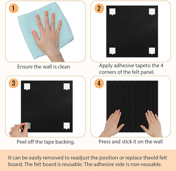 Smarpau Large Cork Bulletin Slat Wall Felt Board Alternative 48"x36" 12 Pack Black Cork Board for Walls with Slat Wall Paneling Felt Bulletin Boards Pin Board for Office