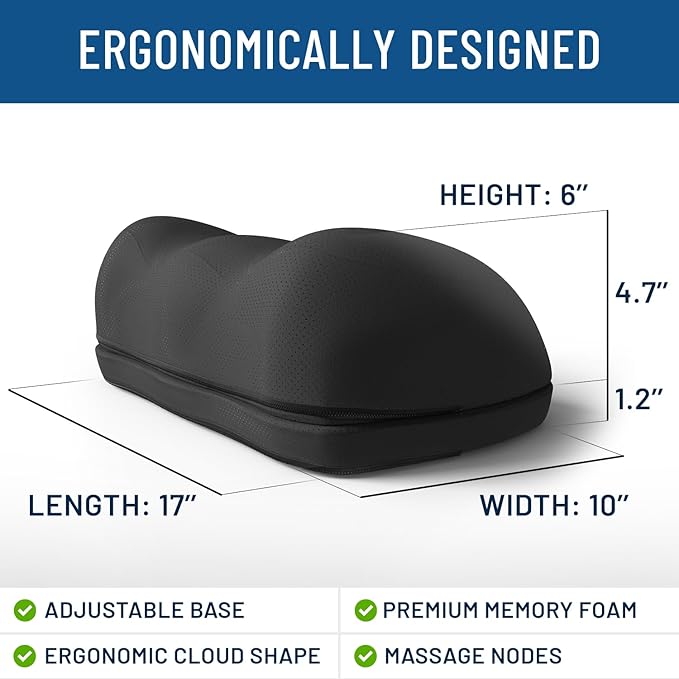 Everlasting Comfort Foot Rest for Under Desk at Work with Massage Nodes - Memory Foam Office Foot Stool & Under Desk Footrest Leg Elevation Pillow for Gaming & Home Office, Supports Posture