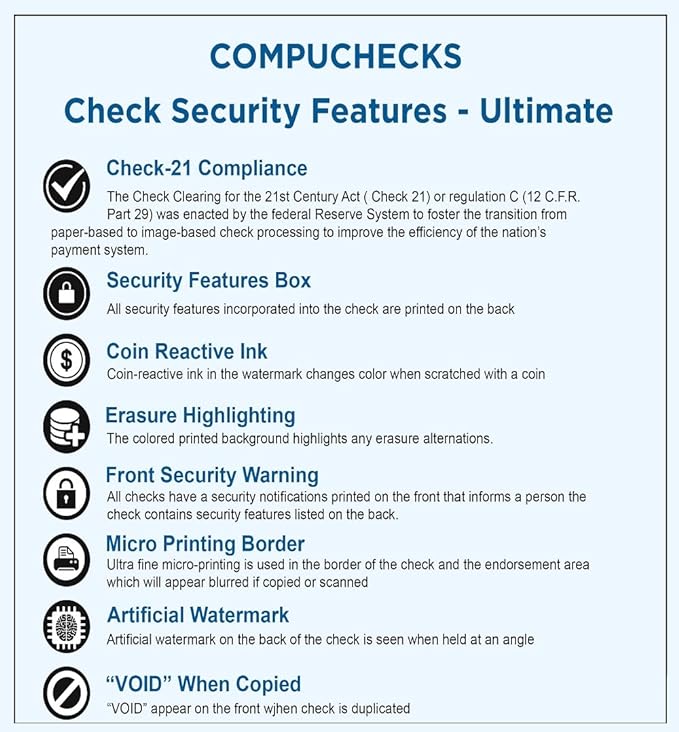 Business Voucher Check Stock - 2500 Sheets, Check on Top, Blue/Red Prismatic