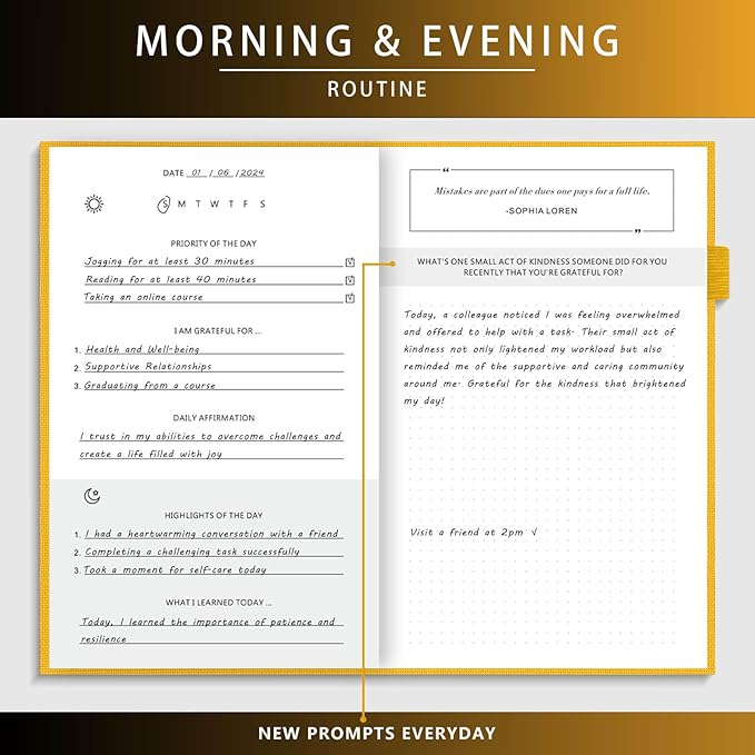 Self-Mastery Journal for Men - Gratitude and Productivity Journal for More Happiness, Positivity, Growth, Mindfulness, Self Care and Reflection - Guided Inspirational Journal for Men (Yellow)