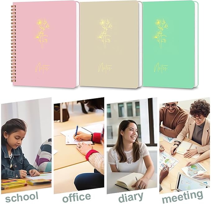 Spiral Notebook Journal For Women & Men College Ruled Notebook With Large Pockets And Lined Pages - Perfect to Stay Organized and Boost Productivity at Work or Note Taking (Pink)