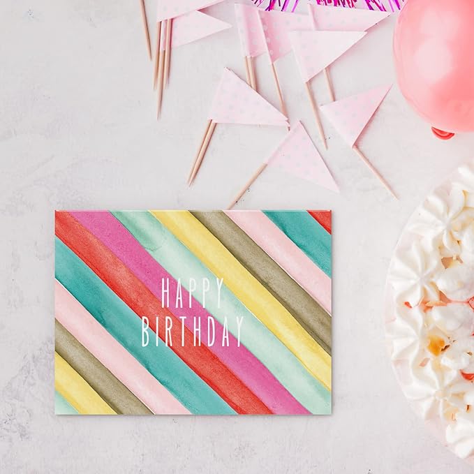 Sweetzer & Orange Watercolor Bulk Birthday Cards Assortment – 24pc Bulk Happy Day sheets with Envelopes Box Set – Assorted Blank Birthday decor Cards for Women, Men, and Kids in a Boxed Pack
