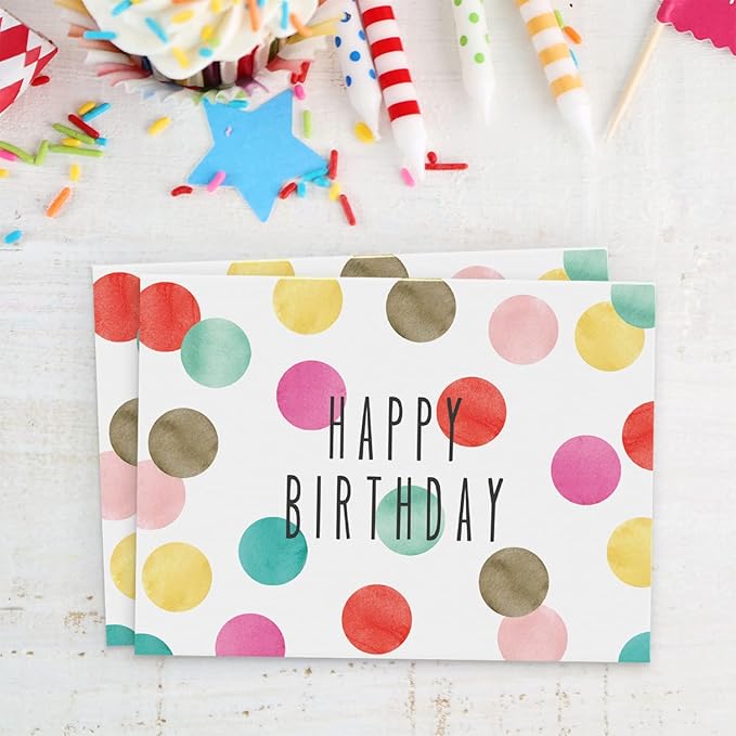 Sweetzer & Orange Watercolor Bulk Birthday Cards Assortment – 24pc Bulk Happy Day sheets with Envelopes Box Set – Assorted Blank Birthday decor Cards for Women, Men, and Kids in a Boxed Pack