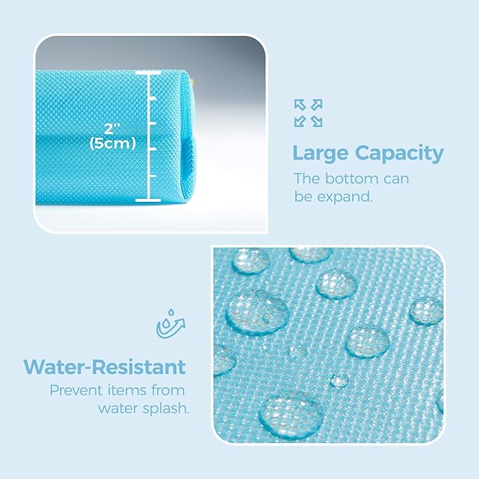 pack all Water-resistant Material Zipper Pouch, Mesh Zipper Bag for Storage, Travel, Office (Medium, Blue)