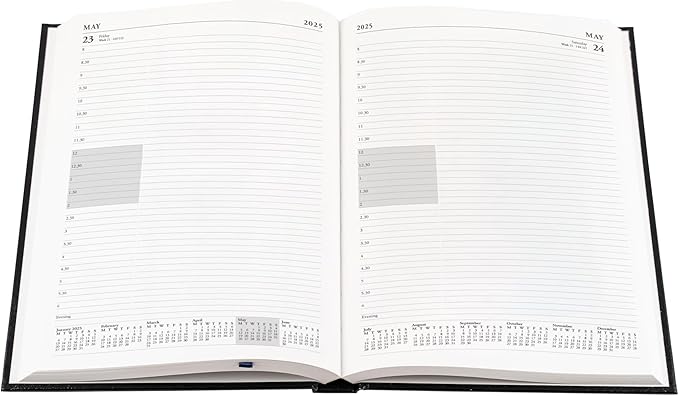 Collins Essential 2025 Business Diary - A4 Day to a Page with Appointments Planner with Leathergrain Hardback Cover - Blue - ESSA41A.60-25