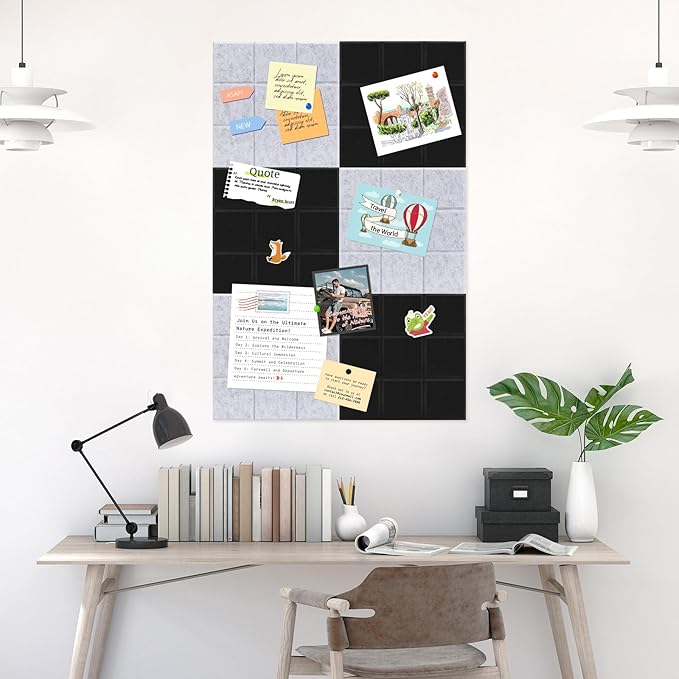 Smarpau Large Cork Bulletin Board 48"x36" Cork Board Wall Tiles 12 Pack Corkboards for Walls Cork Board Felt Board Tiles for Office Home Gray Pin Board Tack Board Squares Alternative