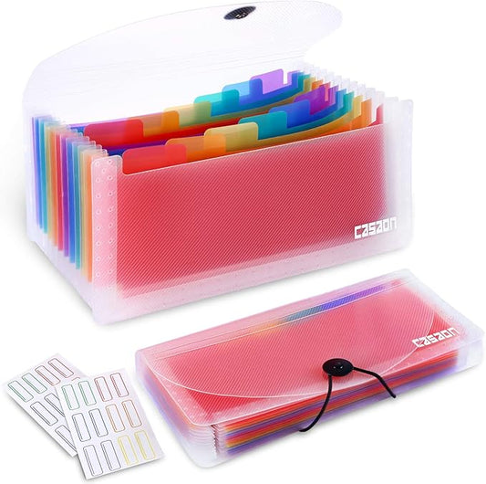 2 Pack 13-Pockets Expanding Accordion File Folder Mini Organizer Wallet for Storage Invoice/Receipt/Cards/Coupon/Tickets