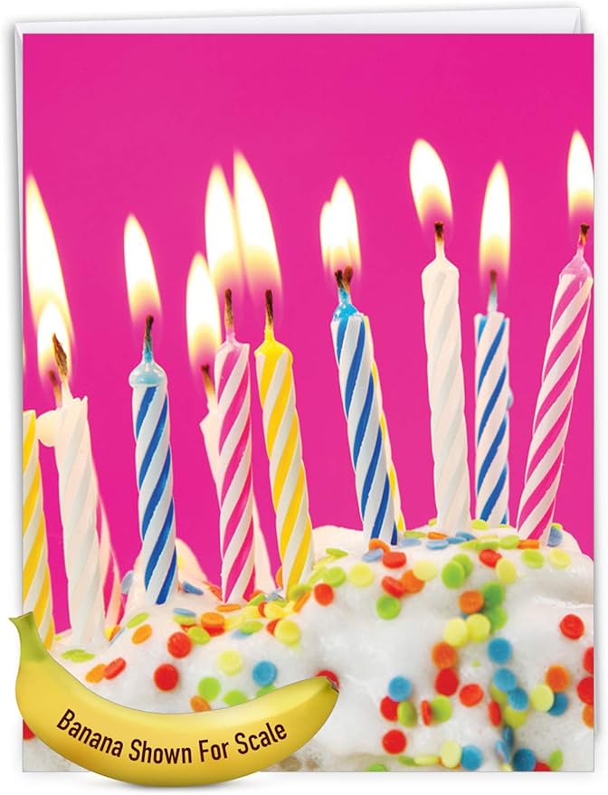 The Best Card Company - 1 Large Birthday Card with Envelope (8.5 x 11 Inch) - Fun Celebration Card for Birthdays - Birthday Candles J6555ABDG