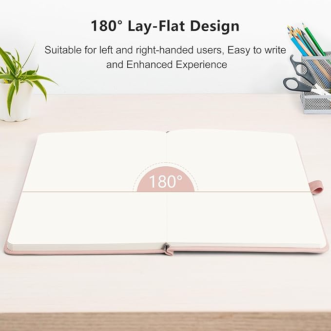 RETTACY Blank Journal Notebook, A5 Blank Journal with 192 Pages, 5.7'' × 8.3'' Medium Size, 68 LB/100 GSM Thick Paper, Leather Hardcover, for Sketching, Drawing, Painting (Rose Gold)
