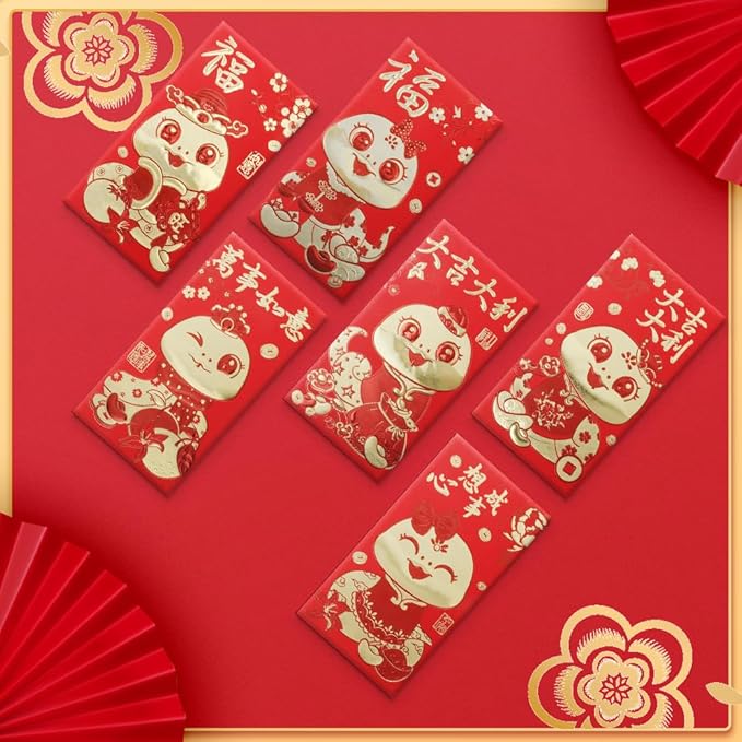 Red Envelope Snake 2025, 72 Pcs Cute Red Envelopes Chinese, Chinese New Year Red Envelopes, Lunar New Year Envelopes, Red Packets, Hong Bao, Lucky Money Envelopes for Wedding Birthday Spring Festival
