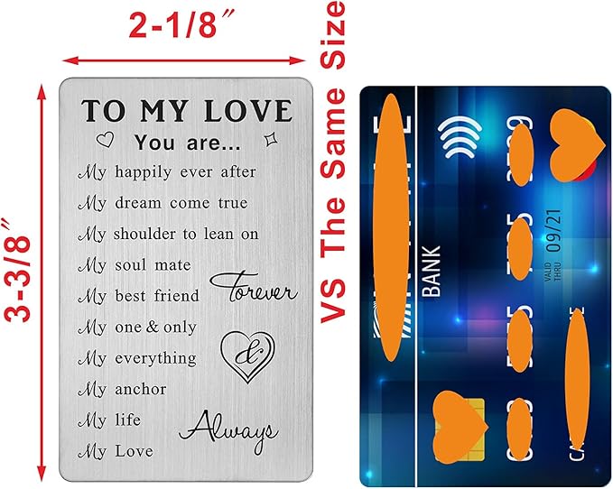 TANWIH To My Love Wallet Card Gifts, 10 Reasons Why I Love You, Romantic Anniversary Cards Gift for Her Him, Wedding Christmas Presents
