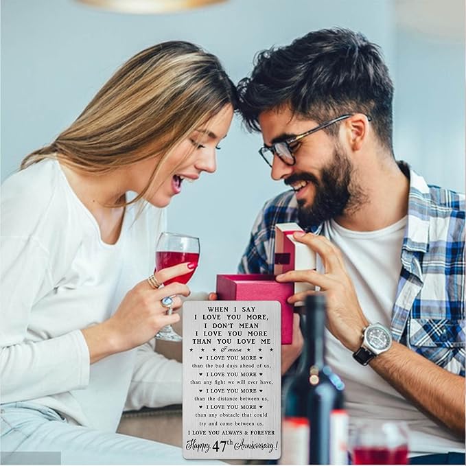 47 Year Anniversary Card Gifts for Him Her - Steel Card Gifts for Men - 47th Wedding Anniversary Wallet Cards Gift