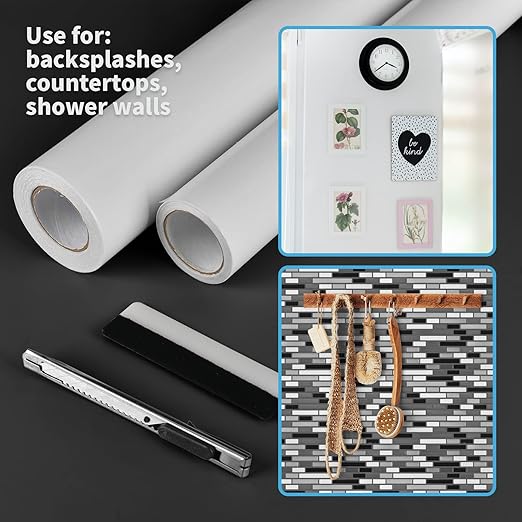 Art3d 12in.X 360in. Double-Sided Tape Sheet for Crafts, Arts, DIY Projects, Reinforcing Sticky Adhesive for Peel and Stick Tiles, Damage-Free, Residue-Free