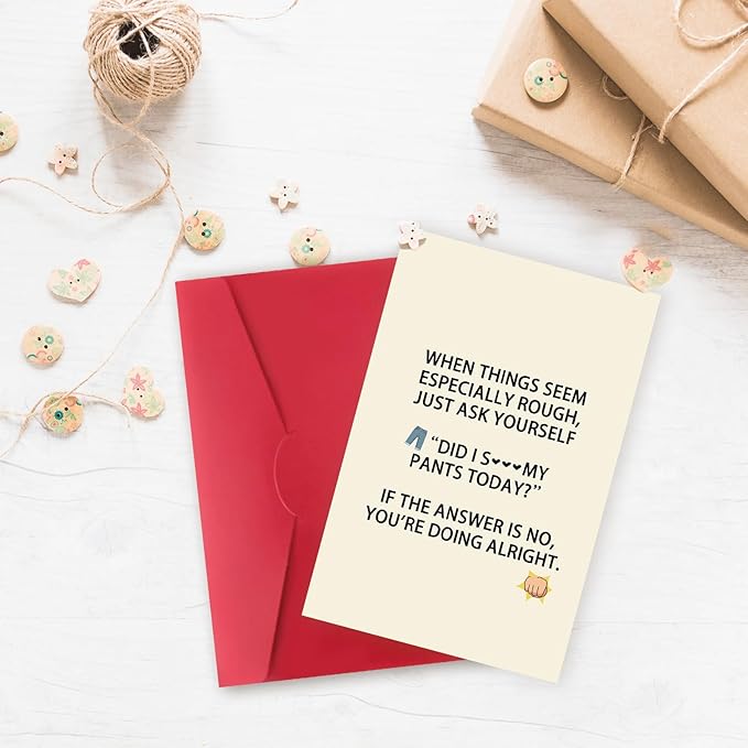 Funny Encouragement Card for Men Women，Hilarious Support Cards for Family Friends Coworkers，Humorous Motivate Gifts For Him Her，Perfect for Stress Relief, Tough Days, or Mental Health Positivity