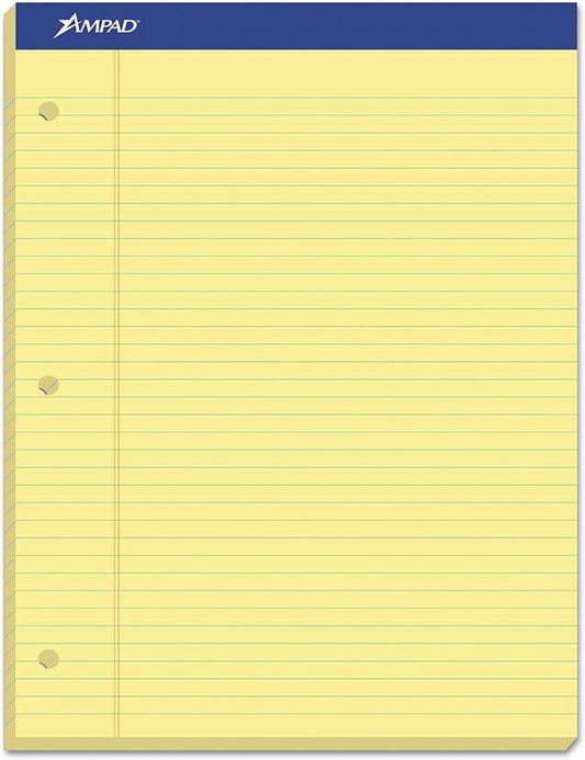 Ampad Evidence Dual Pad, Narrow/Margin Ruled, Size 8.5 x 11.75 Inches, Canary Paper, 100 Sheets Per Pad (20-246),