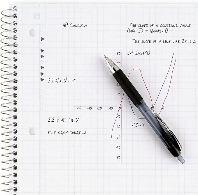 Five Star Spiral Notebook + Study App, 1 Subject, Graph Ruled Paper, Fights Ink Bleed, Water Resistant Cover, 8-1/2" x 11", 100 Sheets, Gray (620000AA3)