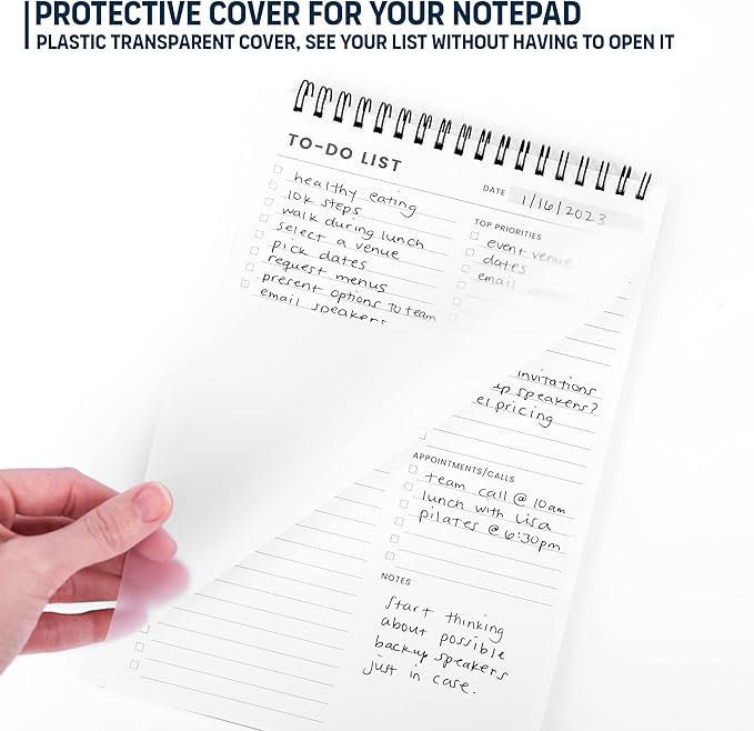 To Do List Notepad 3 Pack: Has Multiple Functional Sections - 6.5 x 9.8" 60 Sheets - Spiral Daily Planner Notebook - Task Checklist Organizer Agenda Pad for Work, Note and Todo Organization