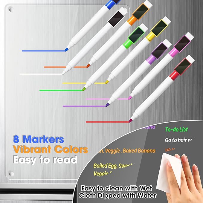 Acrylic Dry Erase Board Whiteboard for Fridge Meal Planner Menu Board for Kitchen to do List Shopping List Grocery List Family Dinner Refrigerator Chore Chart Chore Board 2024 Clear Planning Board