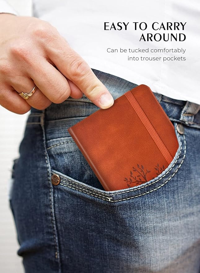 AISBUGUR Pocket Notebook, Small Notebook, 2-Pack Total 320 Pages,3.7" x 5.7" Pocket Notebook (2 Pack, Brown 2)