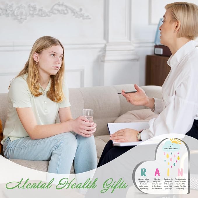 Mindfulness Technique Decor, Mental Health Rain Method Anxiety Coping Strategies Decorations for School Counselor Therapy Office Decor for Teacher Therapist Parents Counselor