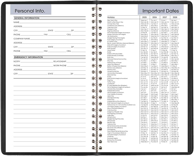 AT-A-GLANCE 2025 Appointment Book Planner, Weekly, 5" x 8", Small, DayMinder, Black (G2000025)
